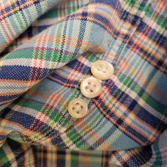 Ralph Lauren Long Sleeve Button Up Casual Shirt Size M Plaid Subtle Distressed - Picture 5 of 9